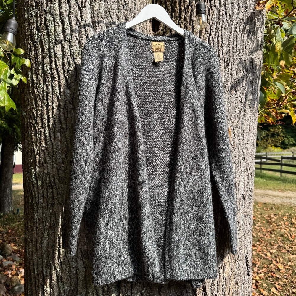 Vintage A.M.I Dark Grey Chunky Knit Cardigan Sweater